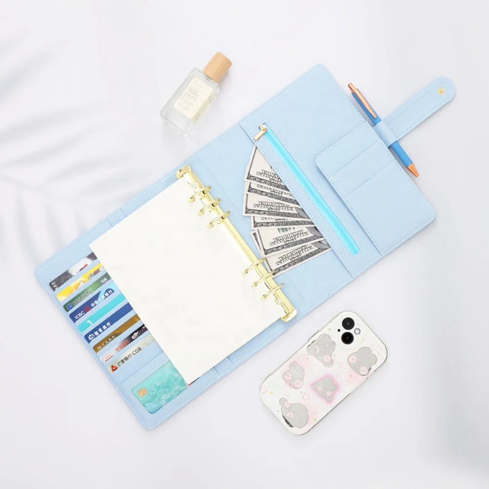 Hongbo Best Selling 21-Color Embossed Pebble Leather A5 Agenda Planner Budget Ring Binder Loose-leaf Paper Diary as Xmas Gift