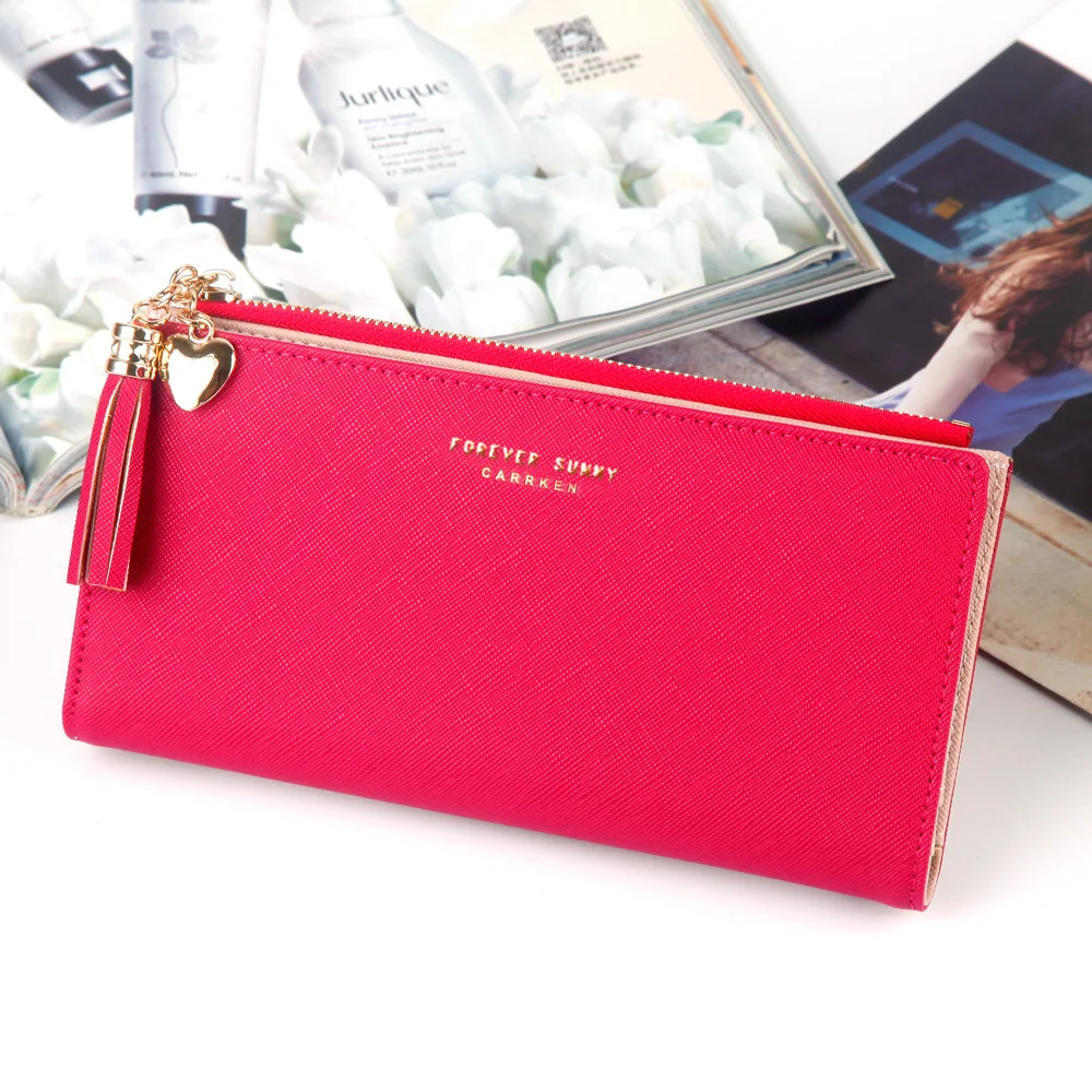 hengsheng new women purses luxury tassel cell phone purse zipper card holder pu leather wallets for women fashionable