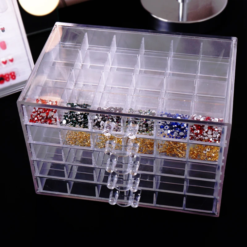 Nail Jewelry Storage Box Tool Transparent Multi-layer 120 Nail Drill Box Classification Storage Box Drawer Diamond Painting