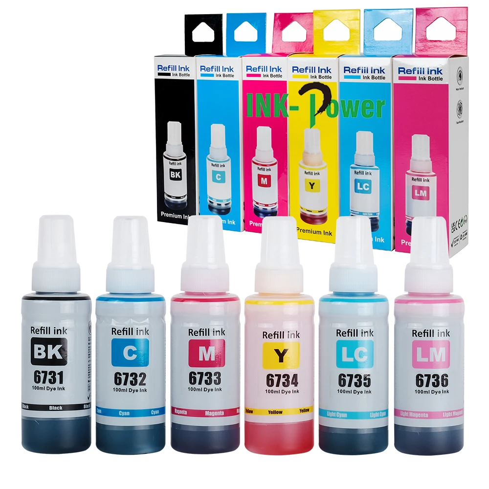 INK-POWER 673 T673 T6731 Premium Color Compatible Bottle Refill Inkjet Dye Tinta Eco Encre Ink for Epson L800 L805 L1800 Printer
