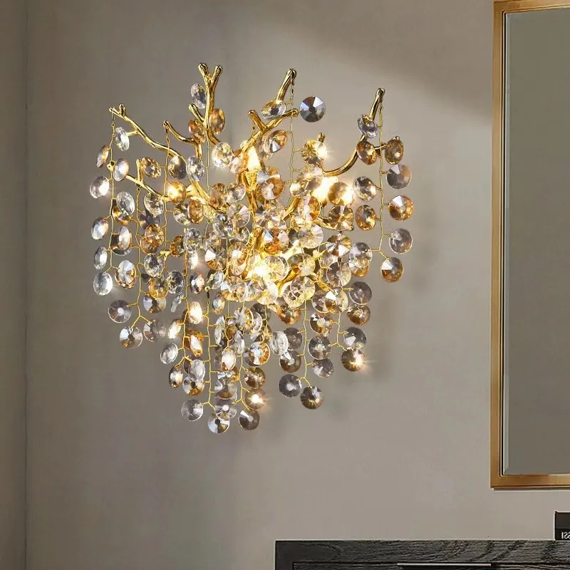Dubai Led Wall Lamp Aluminum Crystal wall Sconce Bedroom Decorate Wall Light