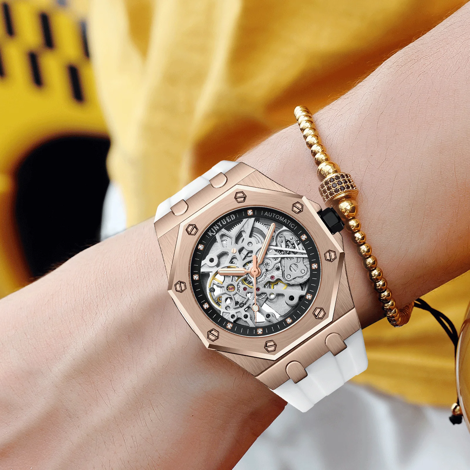 Top Selling Luxury Rubber Stainless Steel 3ATM Waterproof Luxury OEM Sport Wristwatch Men
