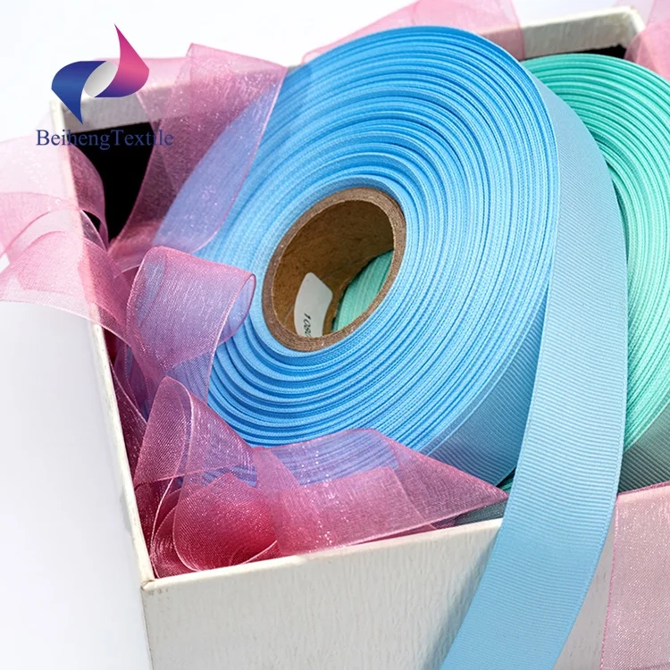 100% Polyester 3 Inch Solid Character Printed Logo Brown Grosgrain Ribbon Wholesale