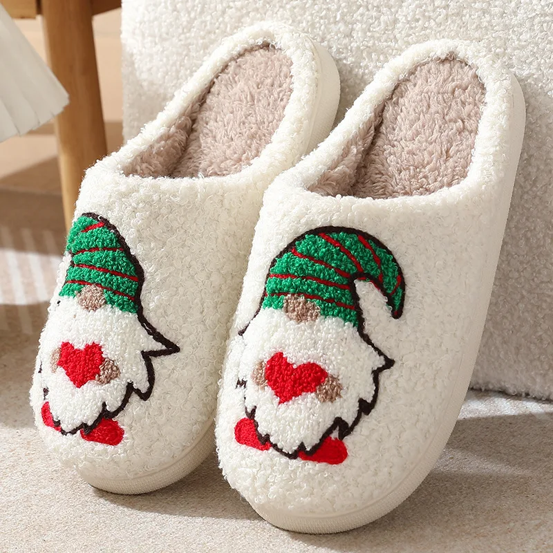 Wholesale Smile Face Pattern Slippers Women Winter Indoor Flat Warm Happy Face House Slides Cute Smile Slippers