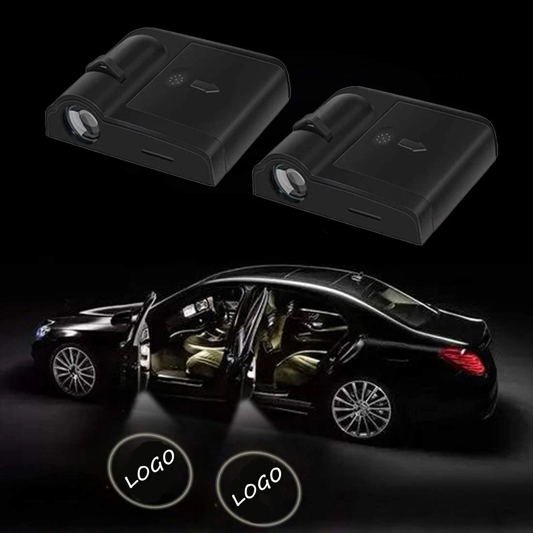 eclairage voiture 4 piece wireless led projector car angel wings lights door welcome lights projector logo light