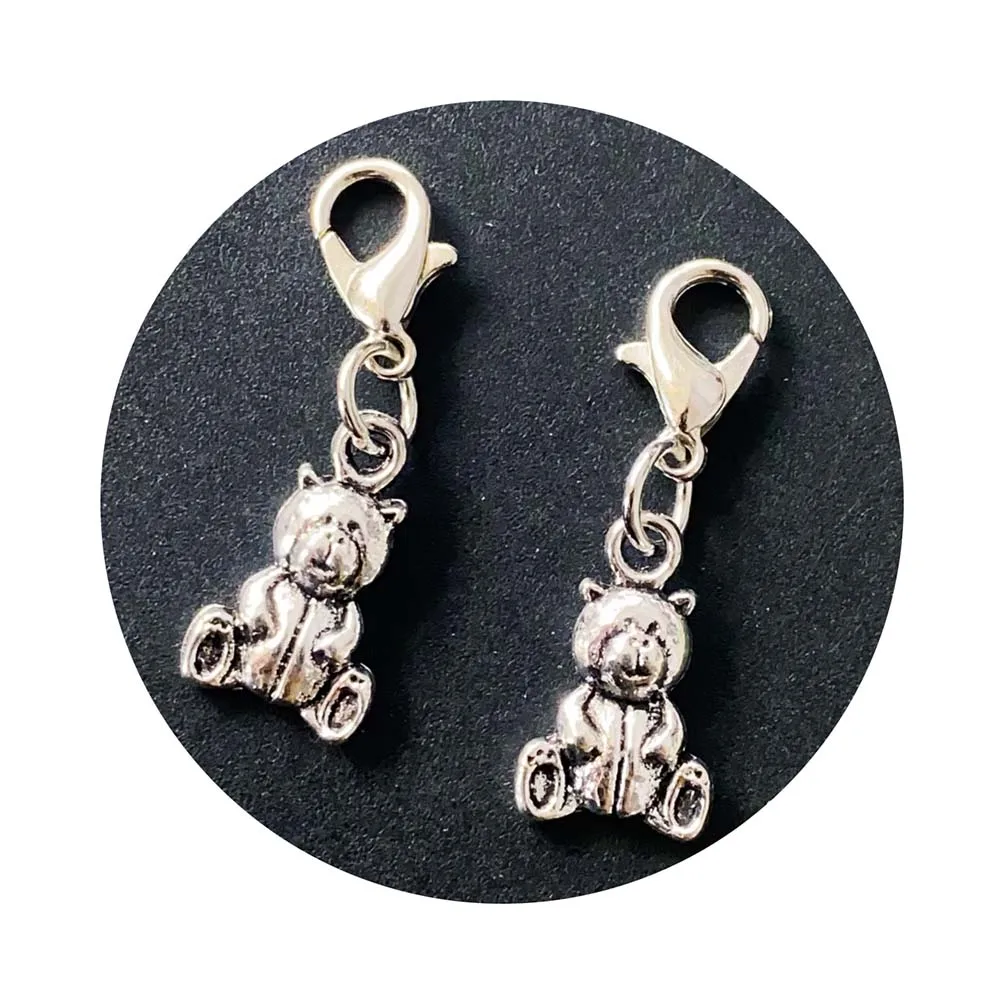 Bulk 10pcs metal keychain plush key chain bear enamel charm