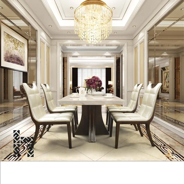 Квадратный обеденный стол и стул из шпона ореха с мраморной поверхностью по низкой цене