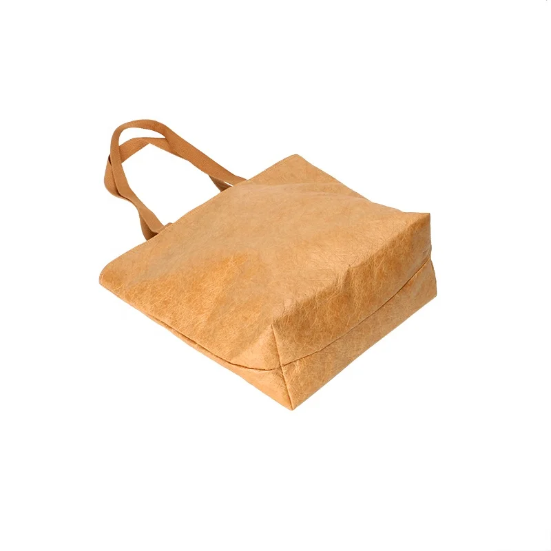 Washable TYVEK Kraft Paper Shopping Bag Single Shoulder Handbag DuPont Paper Tote shopping Bag With Cotton Linen Lining