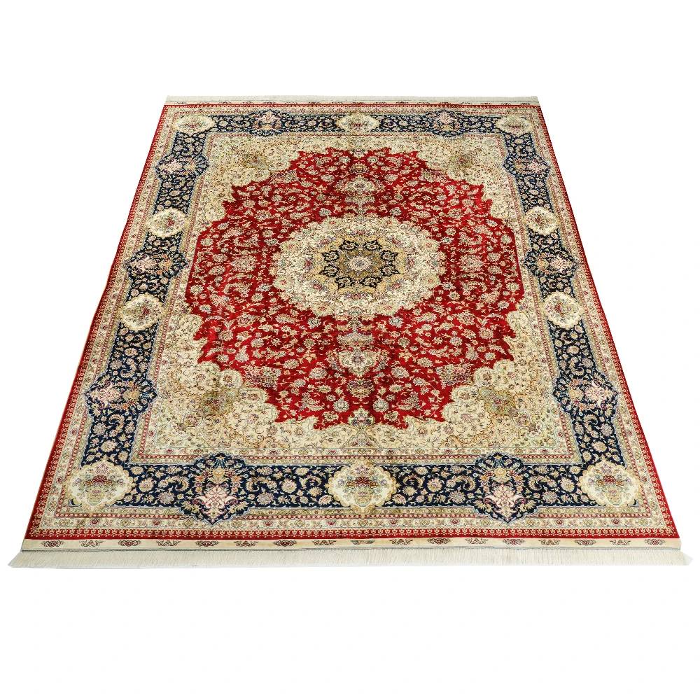 Nanyang Yuxiang High Quality Beautiful Floral Pattern Persian Knot Hand-made Pure Silk Carpet for Home Decor
