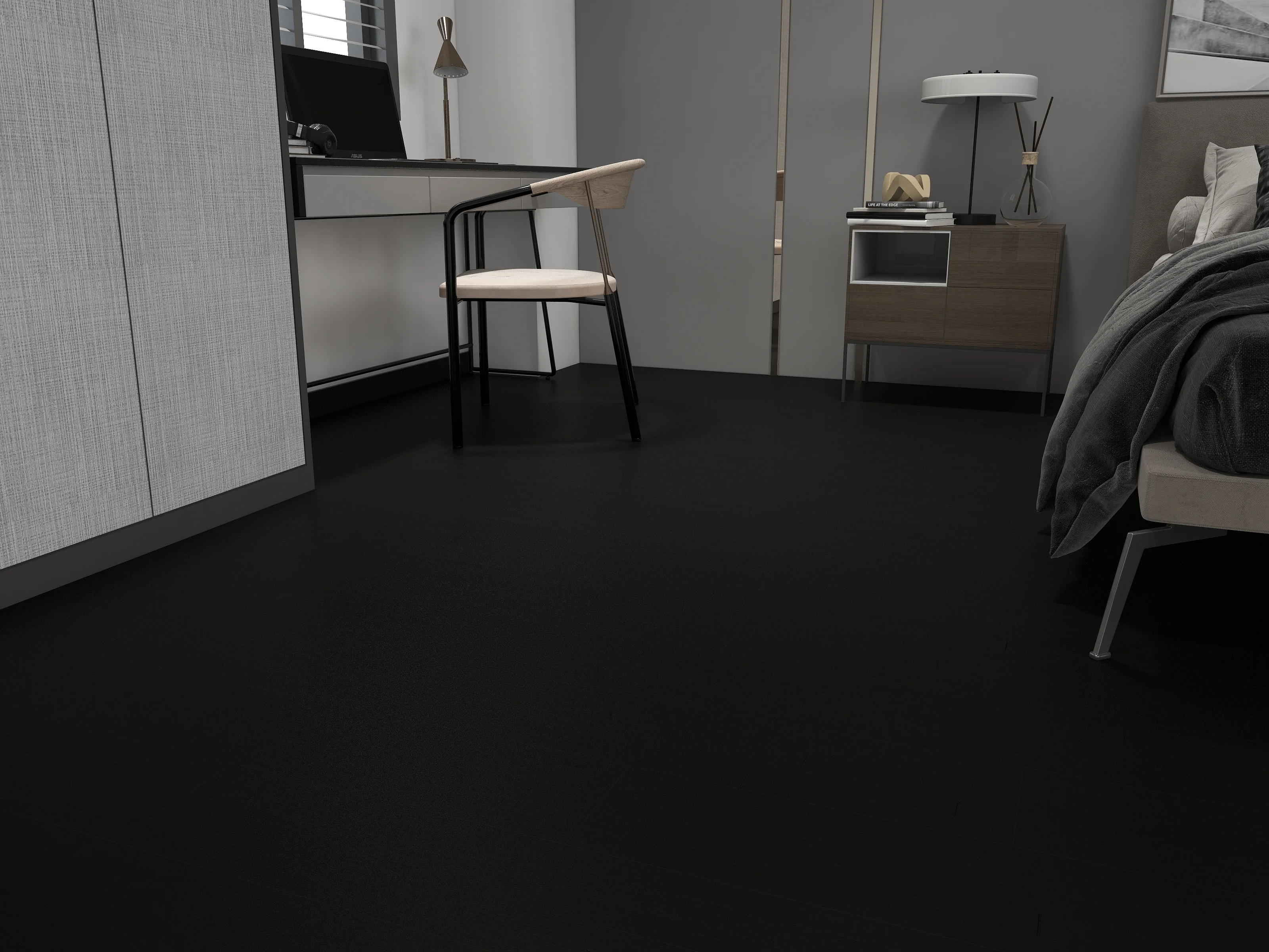 pure black vinyl tiles LVT SPC Vinyl Plank Flooring