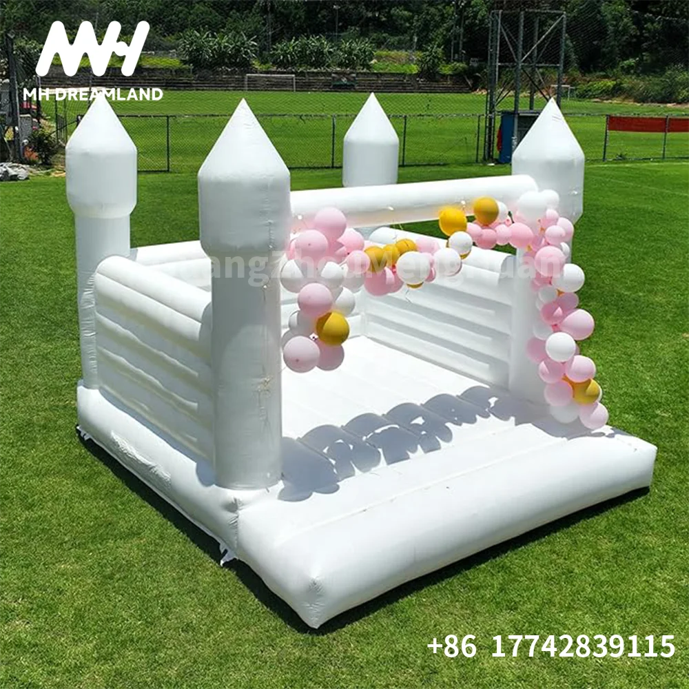 Outdoor Decoration Inflatable White Bounce House Castle Jumping for Wedding Kids Birthday Party Commercial PVC