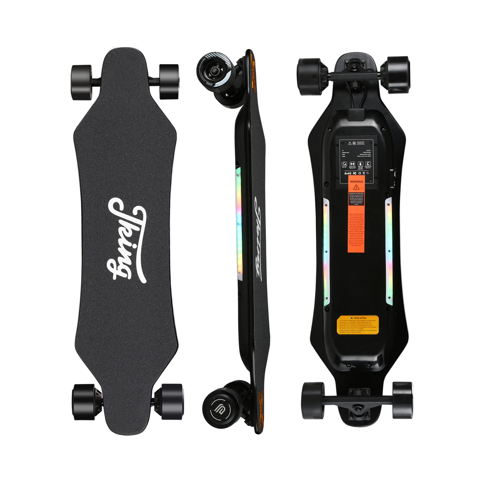High speed hub motor electric skateboard super long range colorful double light longboard  electric skateboard
