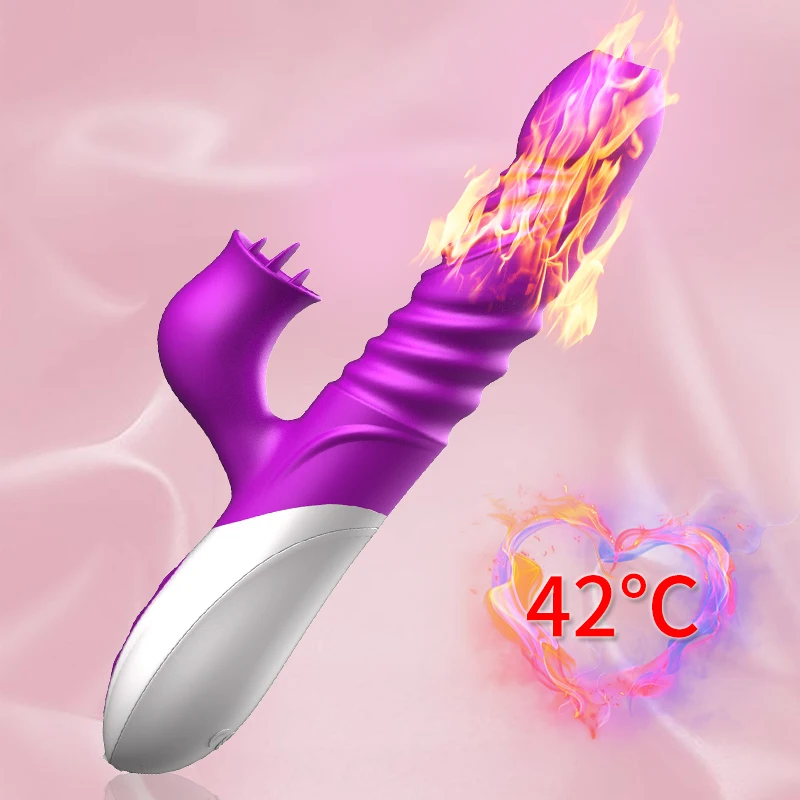 10 Speed Waterproof Rechargeable Insert Vagina dildo Enlargement  Tongue Licking Clitoris Vibration Sex Toys For Female