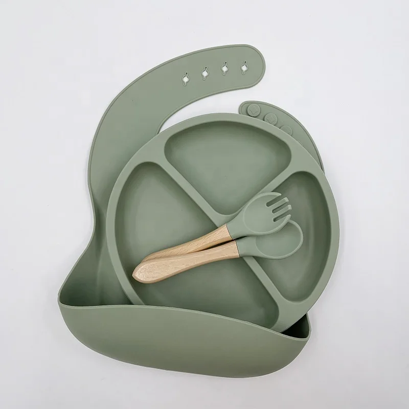 8 pcs baby cutlery wholesale silicon baby feeding set 2in 1 cup suction bowl dish tableware set waterproof