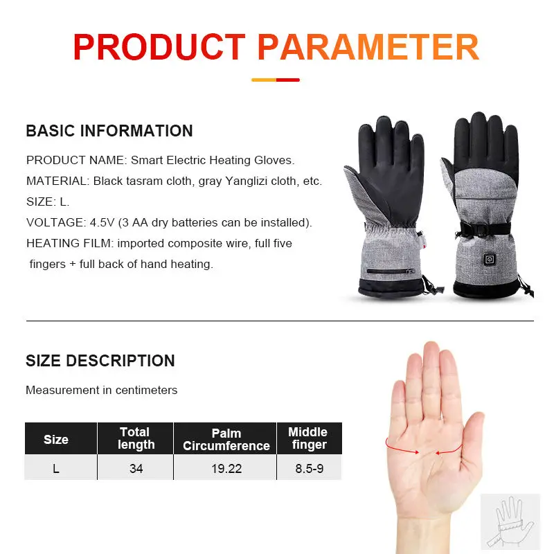 Custom 5000mAh Winter Rechargeable Ski Heated Warm Electrical Glove for outdoor sport cold