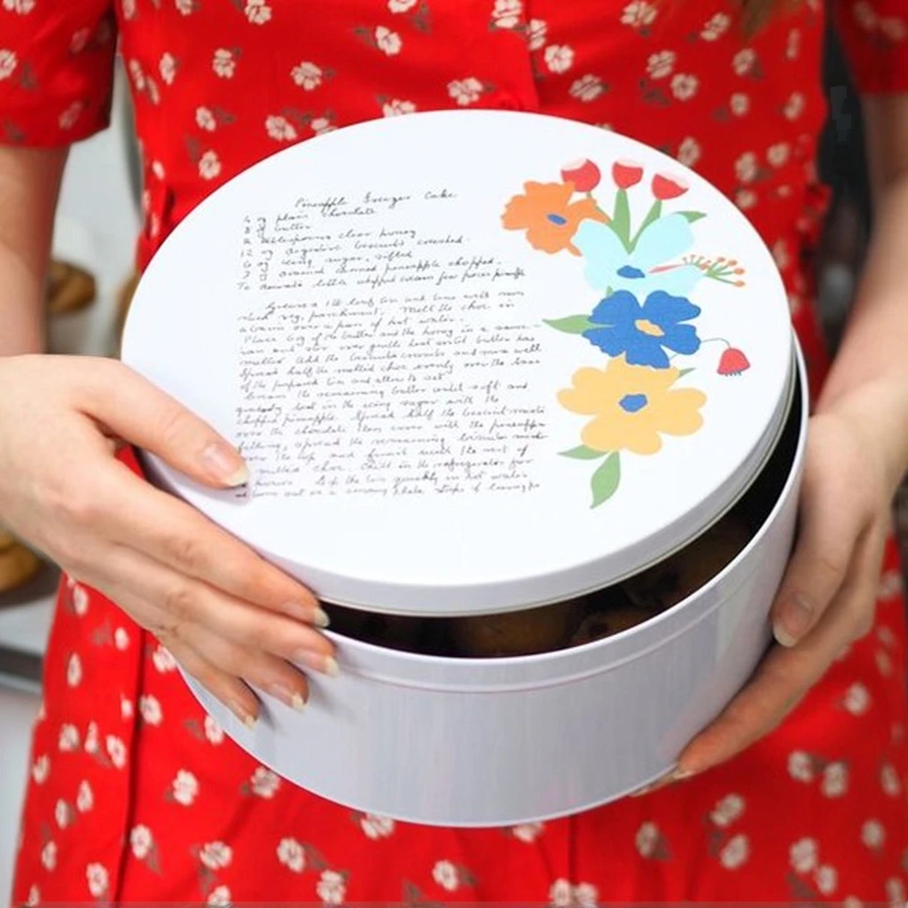 6-12 Inch round Food-Grade Oven-Safe Dream Cake Tin Metal Tinplate Can for Baking Storage and Chocolate Use