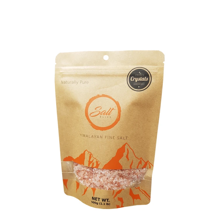 Custom Printed Kraft Paper Stand Up Bag Pouch With Window Oatmeal Cereal Packaging Custom Printed Food Grade Bag