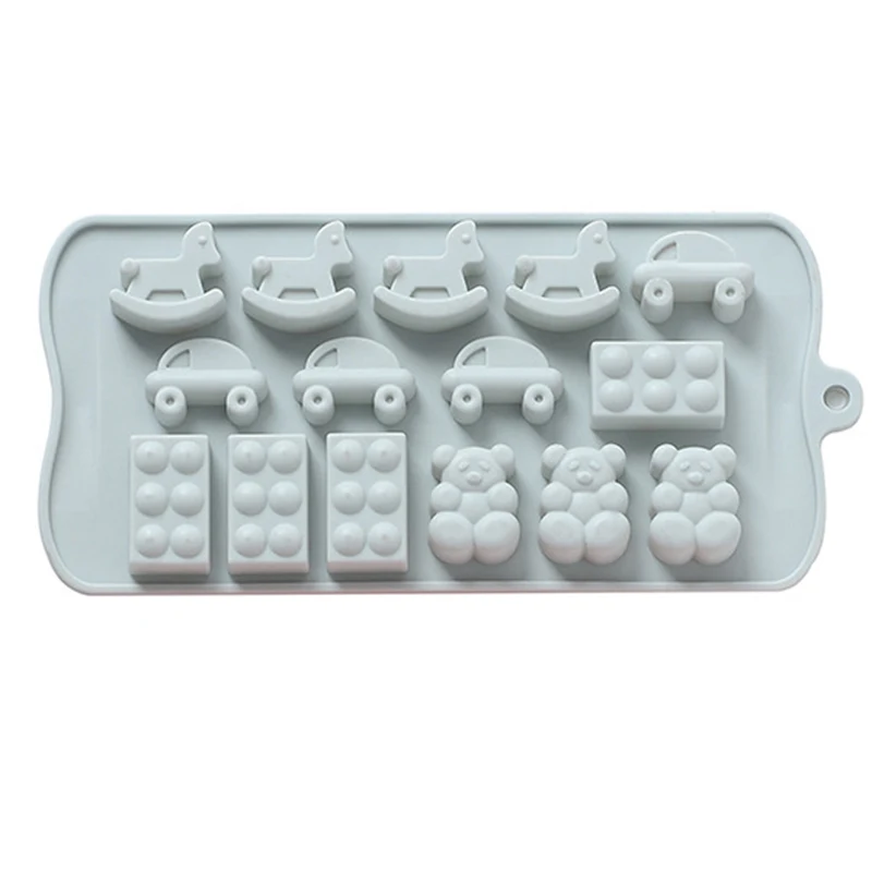 Silicone Chocolate Mold Creative Bear Wooden Horse Candy Baking Mold Ice Cube Tray  for Chocolates Hard Candy Cake Decoration