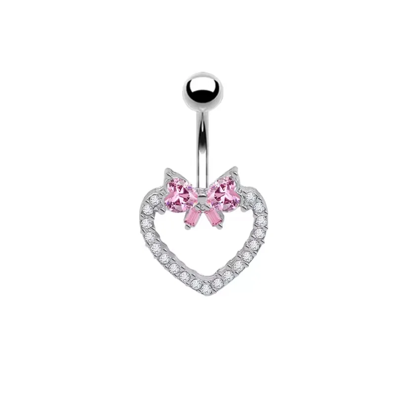 Getta wholesale 316L stainless steel navel ring cute heart butterfly belly button bars piercing jewelry bulk