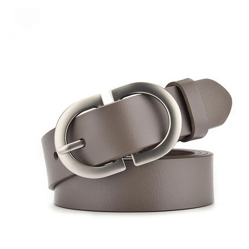 New spot custom cowhide simple retro fashion pin buckle Korean leather ladies all-match 110cm leather belt