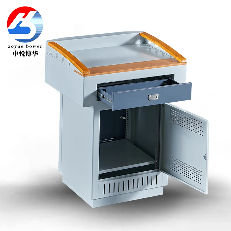 Multimedia Digital Podium School Electronic Podium Table Classroom Steel Central Control Lectern