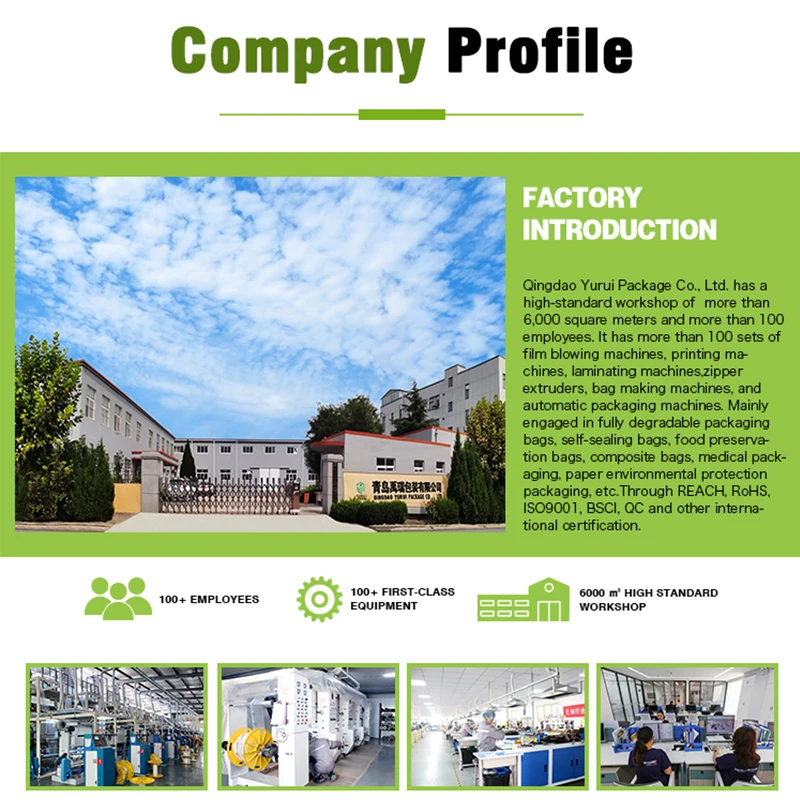 YURUI customizable eco-friendly Corn Starch Material Compostable 100% biodegradable fully degradable self sealing bags