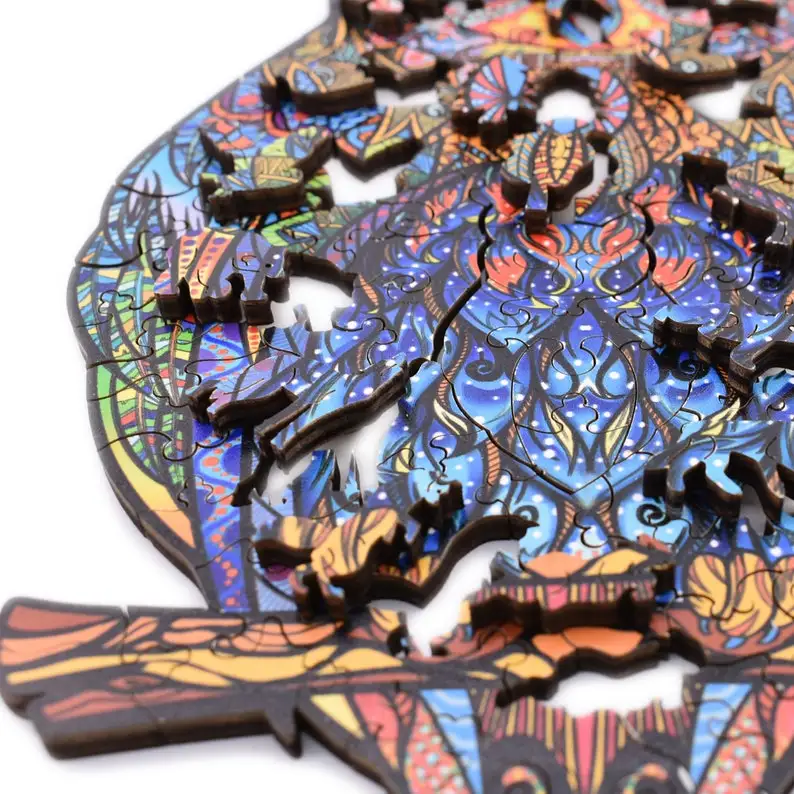 Customized Hight Quality decorative intellectual development Educational learning toys wooden animals adults OWL mandala Puzzle
