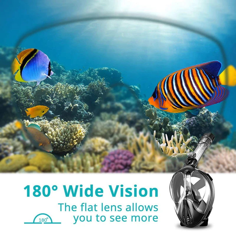 DOVOD popular new selected 180 degree panoramic view free breathing foldable full face snorkeling for kids&adults
