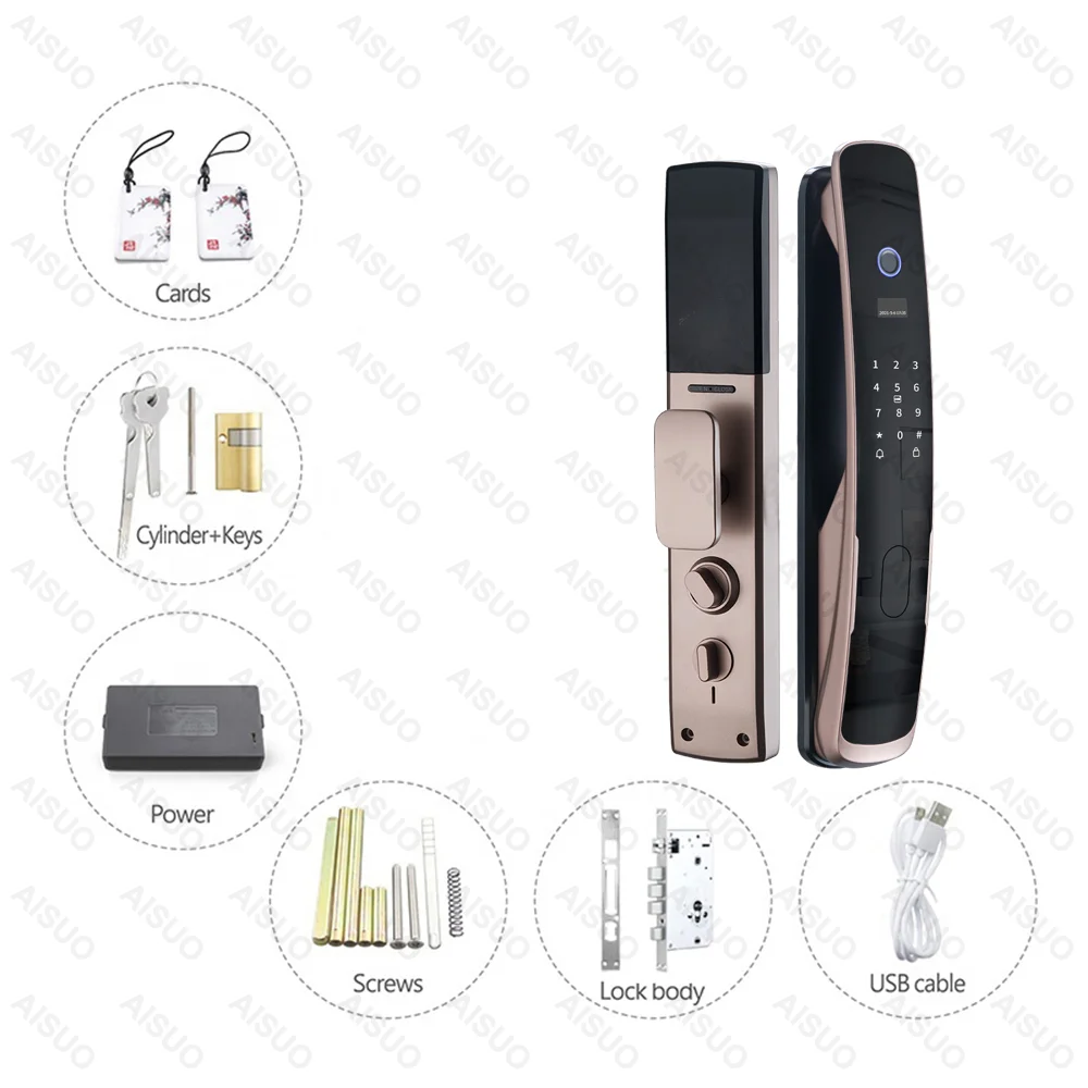 AISUO  Popular Design  Double Sided Fingerprint Pocket Mortise Union Digital Cerradura Inteligente Smart Door Lock