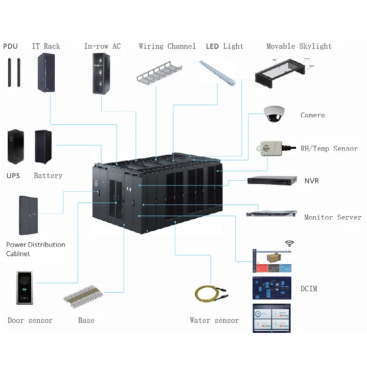 soundproof air conditioned server racks 42u odf rack cabinet with utp cat6 fibre optic cable ac precision data center