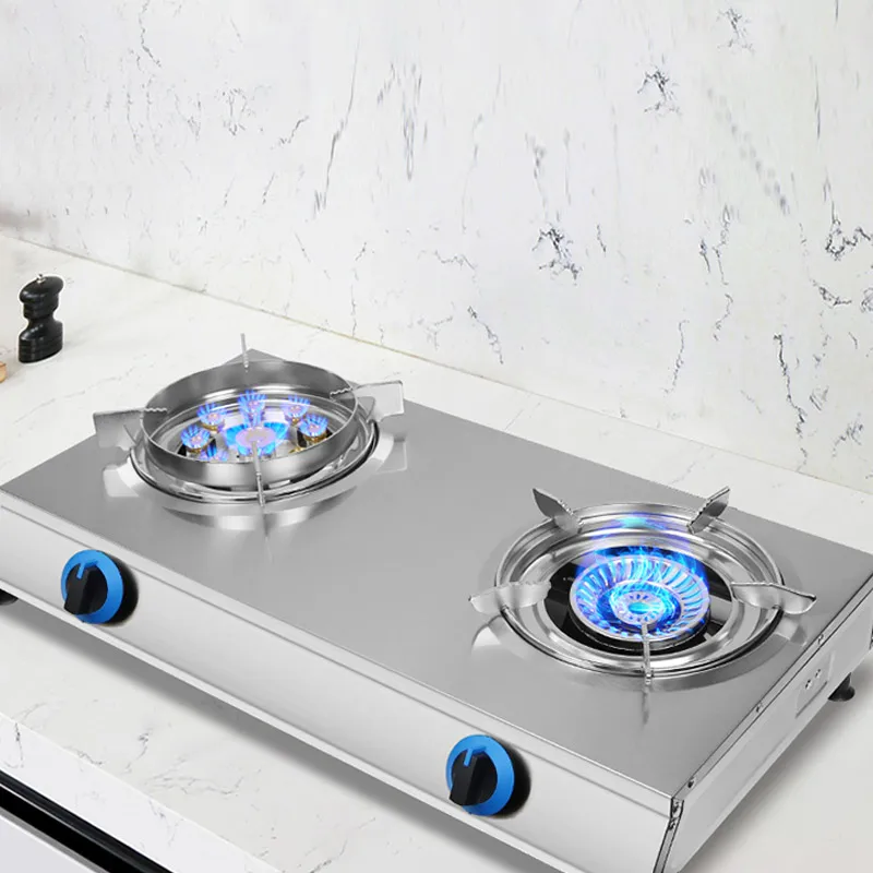 Household stainless steel biogas burner cooker double cooktop