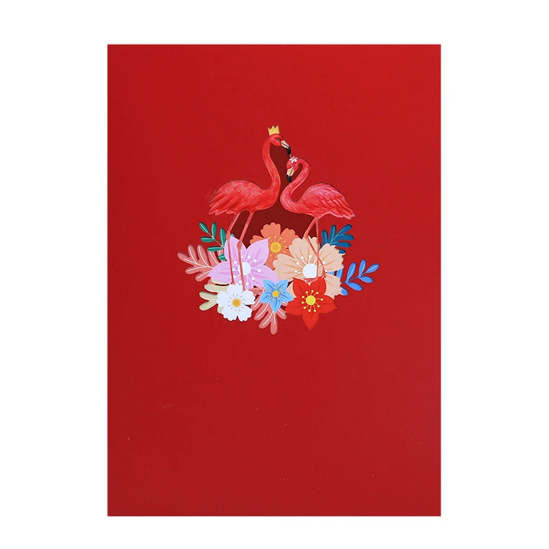 Hot Sale Flamingo 3D Pop Up Card Birthday Novelty Gifts Luxury Handmade Recycle Greeting Cards