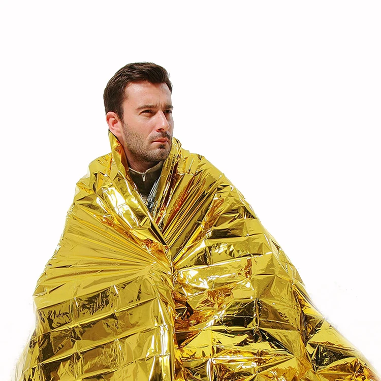 Пользовательский размер майлар наружное теплое Золотое пространство Выживание аварийное тепловое одеяло для первой помощи