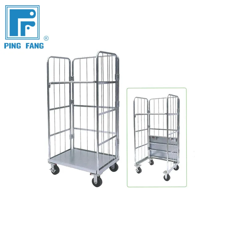 Industrial Nestable Laundry Roll Cage zinced roll cage trolley