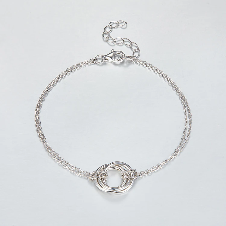 Classic 925 Sterling Silver Jewelry Set Circle Necklace and Bracelet Jewelry Set