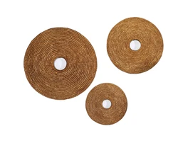 Light luxury European-style golden sofa background wall decoration painting three-dimensional round handmade sandstone wall hang