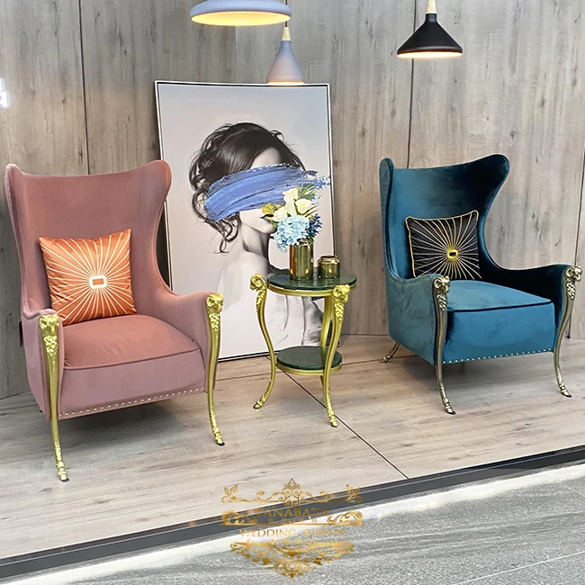 
luxury hotel living room velvet high back lounge chair modern leisure chairs 