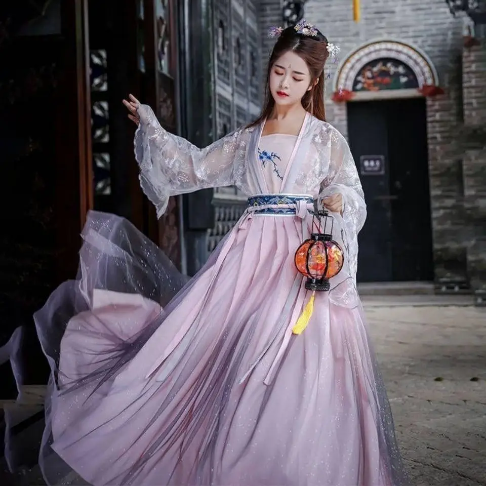  Женское традиционное китайское свадебное платье Hanfu Осенние фантастические карнавальные сказочные костюмы династии Тан наряд для