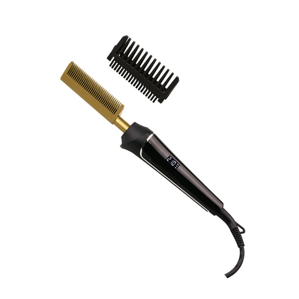 TZ-B008 Manufacturers bedazzled hot comb high-end black and gold hair straightener hairdressing comb
