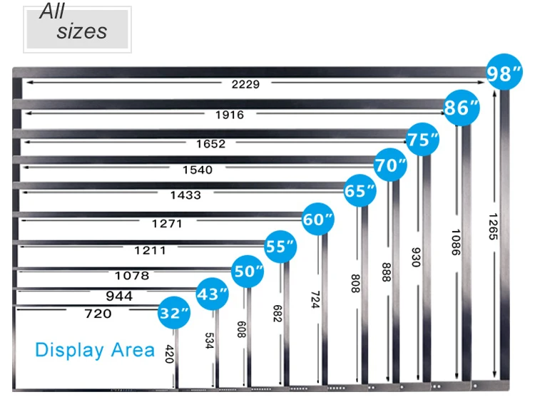 Made in China 32 inch interactive whiteboard multi-touch digital electronic 2K touch screen for wall