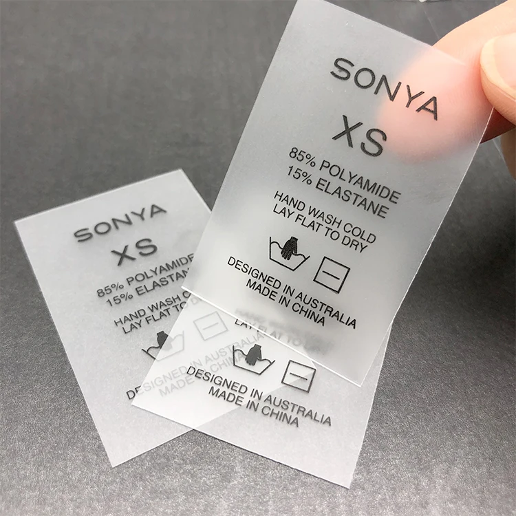 Custom Soft Transparent TPU Label Brand TPU Logo Label With Wash Care Instructions