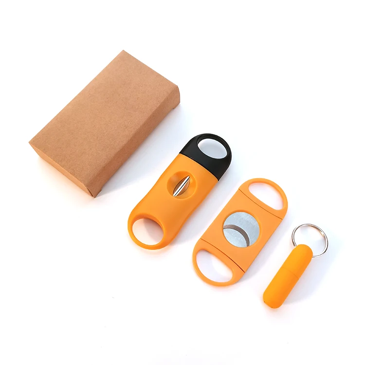 3 in 1 in stock cigar cutter kit  luxury set color block v shape cigar v cutter custom logo cigar scissor smoking accessories