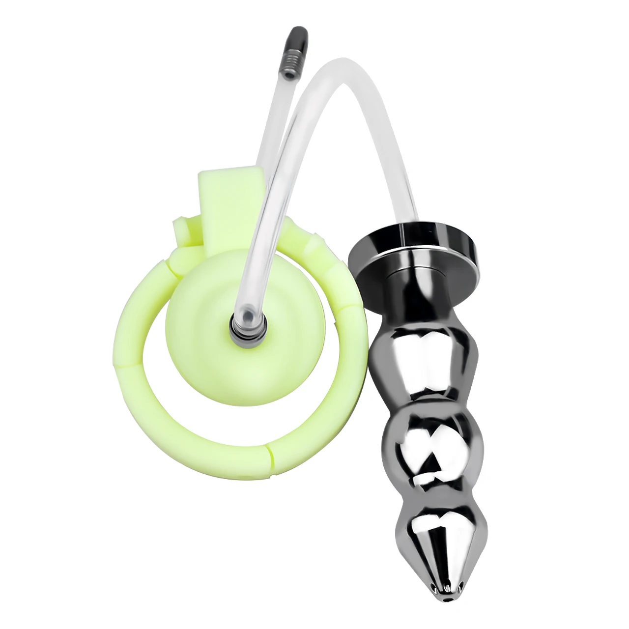 FRRK-3255 resin male chastity lock with metal anal plug catheter integrated male sex toys