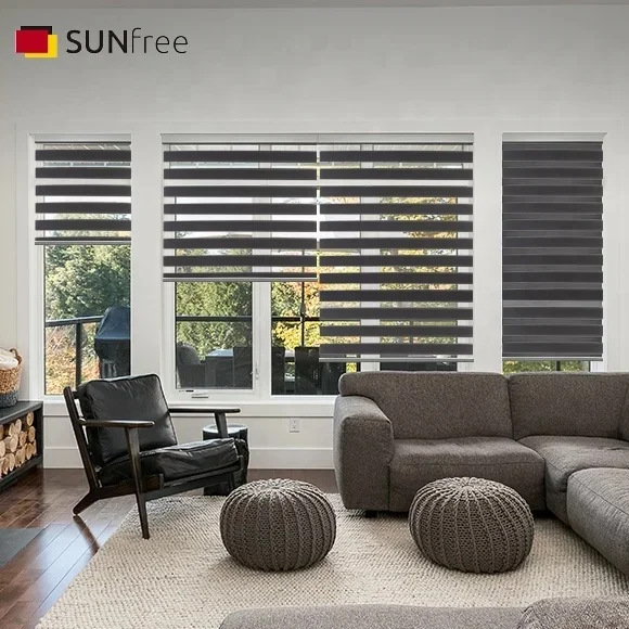 SUNFREE Cordless Alexa Smart Two - Way Radio Control Interior Large Motorized Blinds Zebra Shades Curtains Smarte Rollos