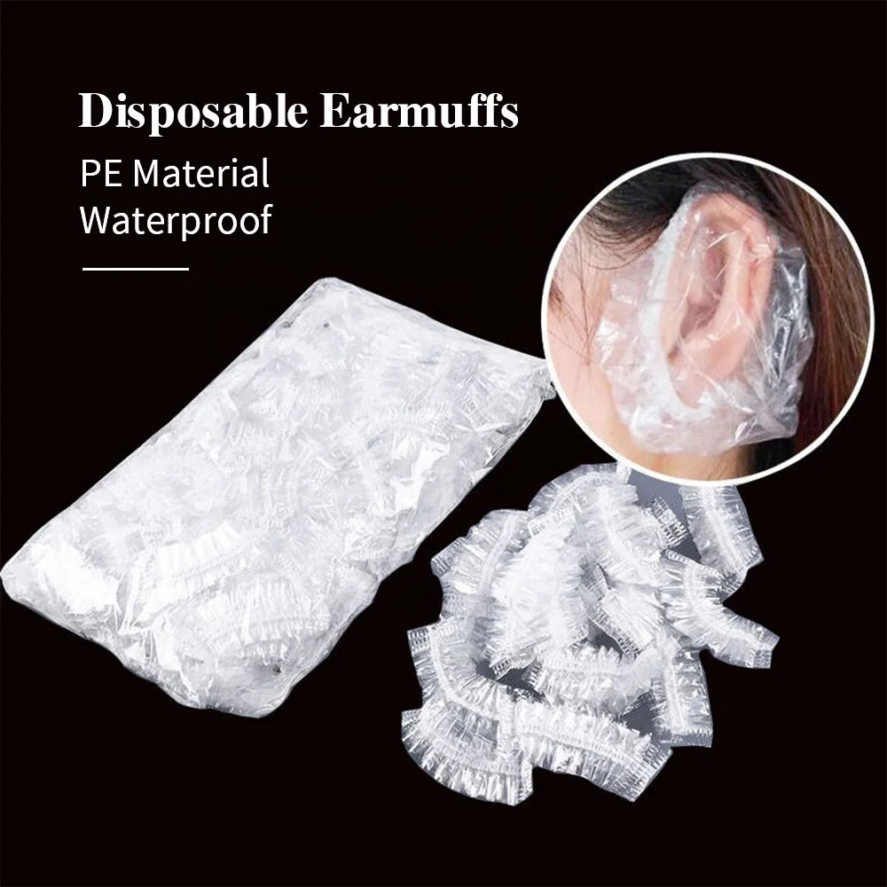 Disposable Plastic Ear Protector Cover Salon Hairdressing Dye Hair Tint Ear Shower Cap