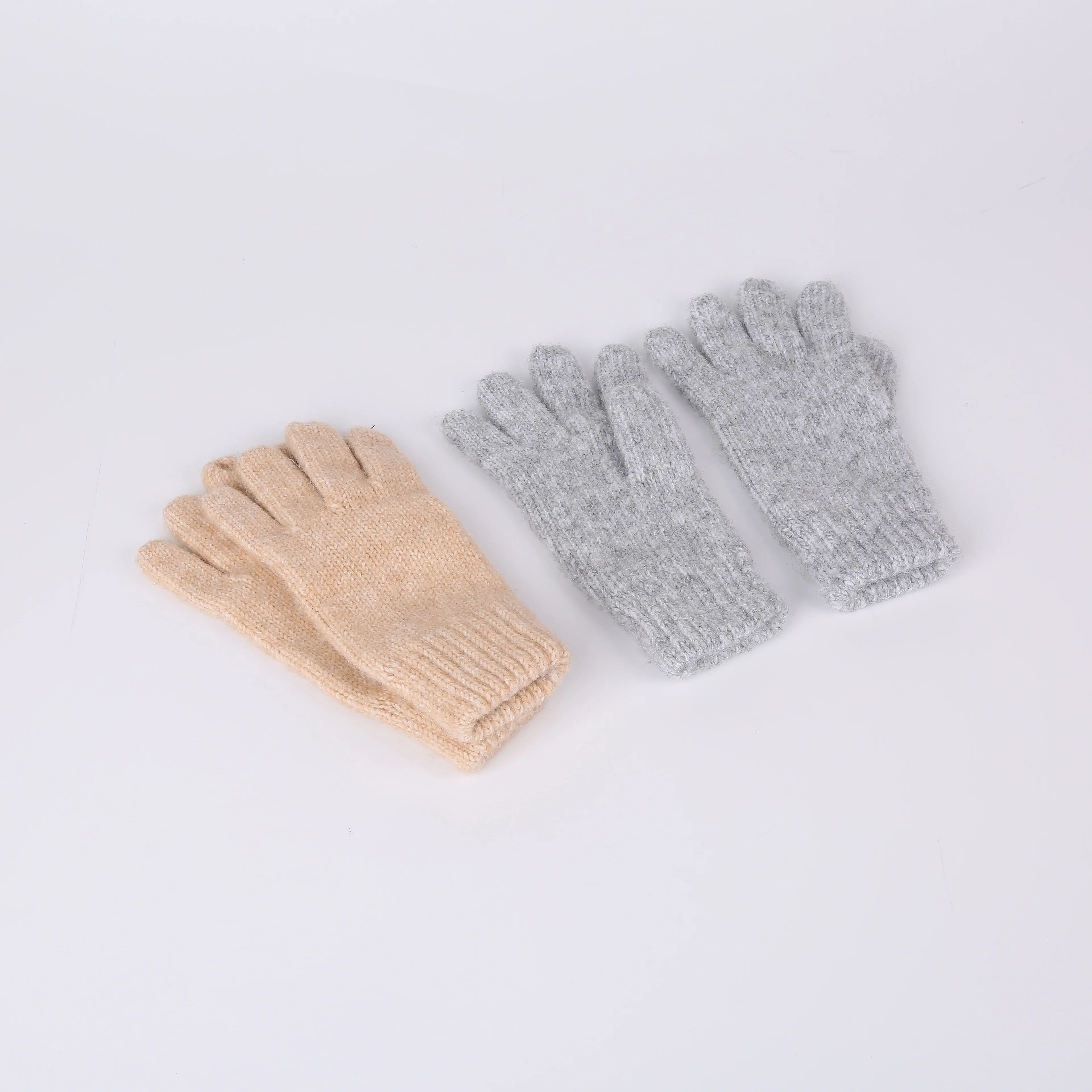 OEM ODM women winter recycled blended yarn flat knit gloves mitten and scarf hat gloves gift set