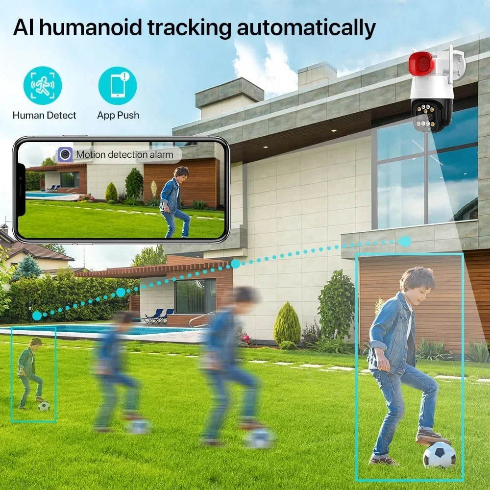2.8mm-8mm Wide Angle 10X PTZ IP Camera Wifi/4G Sim Card 8MP Audio CCTV Surveillance Smart Home Camera Colorful Night Waterproof