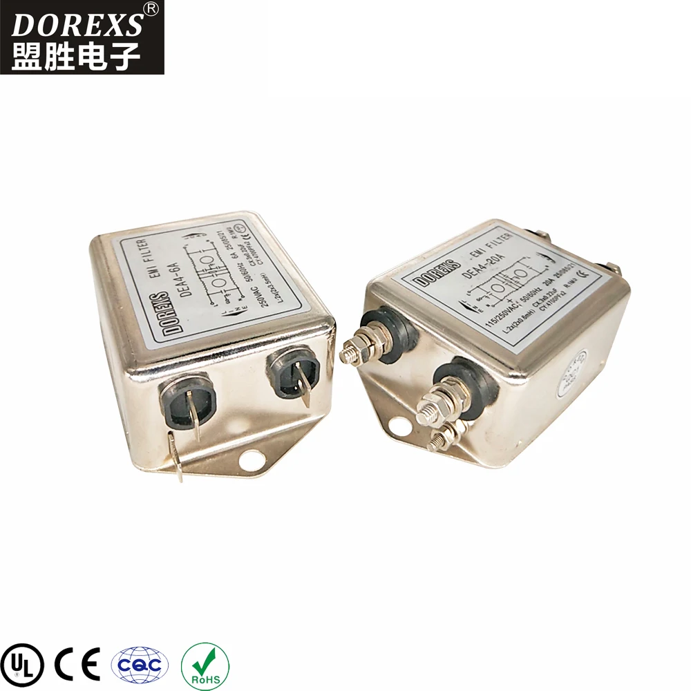 С фильтром нижних частот шума фильтры 3 фазы переменного тока входной фильтр электромагнитного влияния для инвертор 115/250vac металлический корпус 20 ~ 100db 30-100db DEA4 застегнуть 5-10%