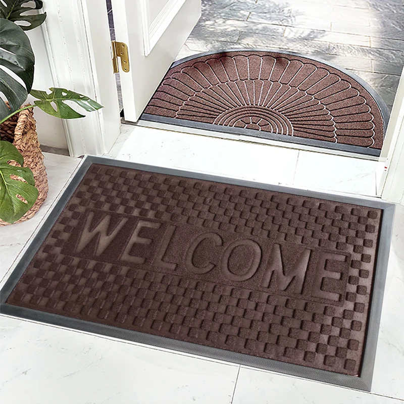 Water absorption Velour Embossed Polyester rubber door mat