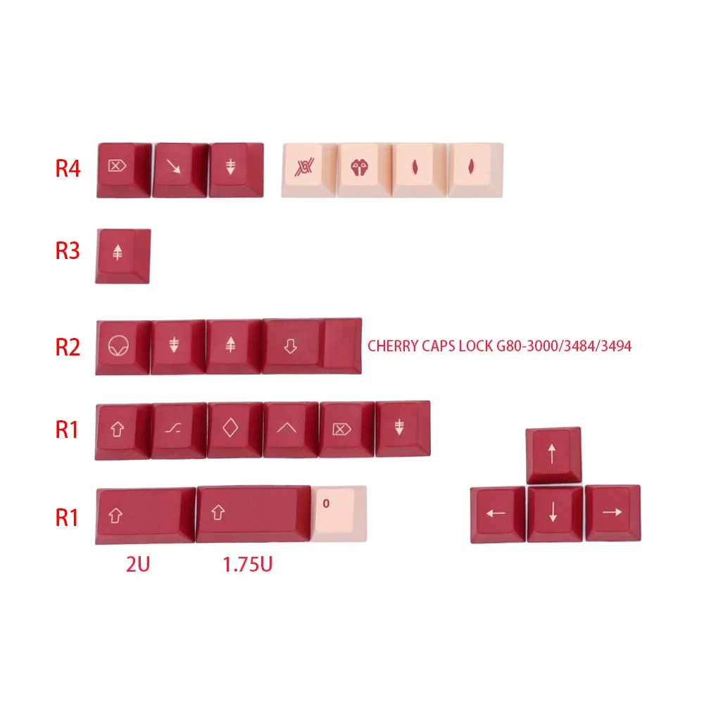  129 Keys Japanese Root Cherry Profile Dye Sub Keycaps for Mechanical Keyboard GH60 XD64 GK64 Tada68 Poker 60